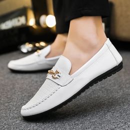 Men's Loafers Comfortable Flat Casual Shoes Breathable SlipOn Soft Cow Leather Driving Moccasins Hombre Men White 231226