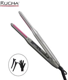 Mini Hair Curler Pencil Straightener 2 in 1 Ceramic Thinnest Narrow Flat Iron with LED Display for Short Beard 2201221010410