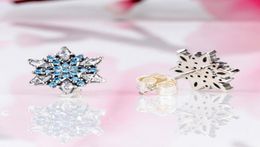 Wholesale- Snowflake Stud Earrings 925 Sterling Silver CZ Diamonds for Jewellery with original box for birthday gift ladies earrings4212603