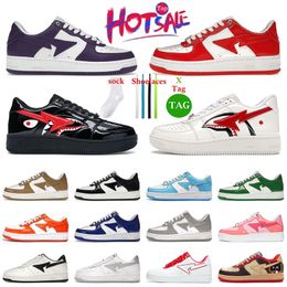 Classic bapestasK8 Designer STA Casual Shoes Shark SK8 Low Patent Leather Shark Black White Red Blue Grey Pink ABC Camo Men Women bapestass Sports Sneakers Trainers