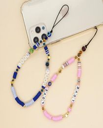 Link Chain Phone Charm Beads For Mobile Charms LOVE Letter Acrylic Mix Color Bead Lanyard Hangs Heise Jewerly7798908