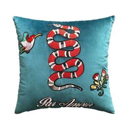 Cushion/Decorative Pillow Super Luxury Designer Embroidery Signage Pillowcase Cushion Er 45X45Cm And 30X50Cm Home Car Decoration Cre Dhqfk