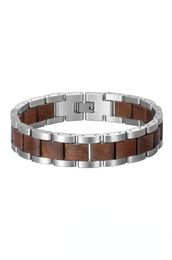 Whole Bangle Gifts Men Women Wood And Steel Bracelet Walnut wood Band Silver Straps1141312