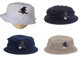 Bucket hat Men Women 4 Colors Embroidery Bucket Hat Ski Bear Beach Bear Casual Cap Vintage Cap New With Tag Whole6977161