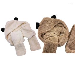 Berets Soft Sweet And Bear Ears Plush Hat Scarf With Mittens Winter Snow Windproof