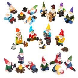 Mini Gnomes Figurines Miniature Fairy Garden Figure Decorations Statues Ornaments Set Resin Collection Small Drunk Dwarf Outdoor 231225