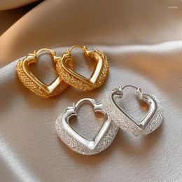 Hoop Earrings Luxury Elegant Exaggerated Mesh Crystal Heart For Women Fashion Sweet Copper Metal Jewellery Accessories Gifts