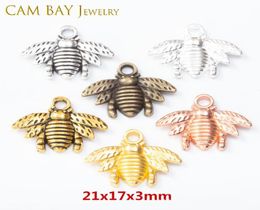 100pcs Antique Silver Gold Bronze 6 Options Zinc Alloy Lovely Bee Charms Pendants 21x16mm DIY Jewelry Fit Bracelets Necklace E1979363