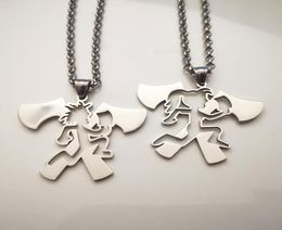 One Pair silver tone Double Hatchet Pendant ICP Twiztid Elopement Music Charms Women Men Rolo Chain Fashion Necklace 4mm 24 inch9964056