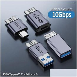 Computer Cables Connectors S Usb Type-C To Micro B Hdd Adapter Usb3.1 Gen2 10Gbps 7.5W C 3.1 For Hard Drive External Ssd Drop Deli Dhkdz