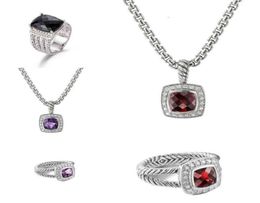 Jewelry Ring Diamond Dy Necklace Sliver Sets Womens Mens ed Wire Prismatic Black Rings Women Fashion Platinum Plated Micro Tr7551677