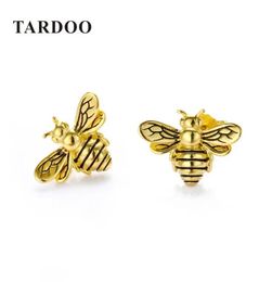 Tardoo Gold Bee Stud Earrings 925 Silver Women Cute Bee Earring Fashion Jewelry Black Stripe Gold Honey Bee Animal Stud Earring Y16770659