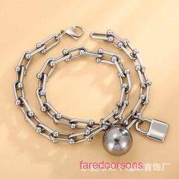 Tifannissm popular Luxury Designer bracelet S925 Silver T Home Round Ball Lock Head shaped Horseshoe Buckle Bracelet Celebrity Same Style P With Original Box
