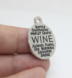 New Arrivals 15pcs22mm wine Zinc Alloy white k Charms Word Collage Charms pendant for necklace bracelet diy jewelry8445870