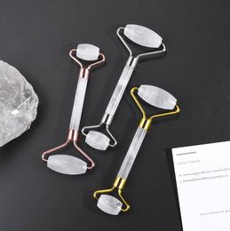 Wholesale Natural Stone Clear Crystal Facial Roller Massager Skincare Rock Quartz Jade Roller Remove Wrinkle Anti-aging Beauty Face Care Tool