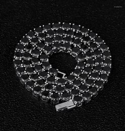 DNSCHIC Iced Out Tennis Necklace 5mm White Gold Chain Line with Black CZ for Men Women Hip Hop Jewellery Rapper Street Fashion17549613