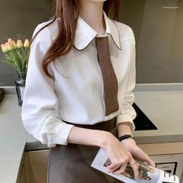 Women's Blouses Blouse Women Korean Style Loose All-match Elegant Tender Sweet Turn-down Collar Mature Temperament Office Lady Special