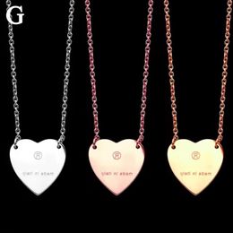 G gold heart necklace female stainless steel couple rose chain pendant jewelry on the neck gift for girlfriend accessories wholesa254k