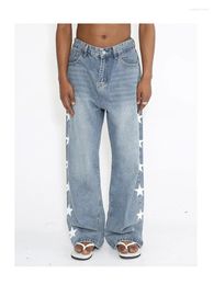 Men's Jeans Y2K Star Denim Wide -leg Pants Hip Haarajuku Loose Casual And Print Korean Street Clothing
