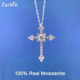 Boxes 100% Sterling Sier Cross Necklace for Women 1ct Vvs Lab Moissanite Diamond Cross Pendant Necklace Birthday Gift Jewellery Gra