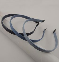 10PCS 10mm Denim blue Fabric Covered Metal Headbands Hem edges Plain bands for DIY jewelry Hair hoops8779785