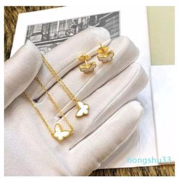 925 Sterling Silver Jewellery For Women Mother of Pearl Butterfly Wedding Jewellery Set mini Earrings Necklace Bracelet ring270u