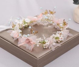 Hair Clips Barrettes Romantic Women Headband Sweet Butterfly Flower Fairy Wreath Hairband Party Headpiece Bridal Wedding Jewelry4796462