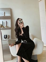 Self Portrait Women's Velvet Black Long Dress