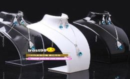 Earring Necklace Jewellery Set Neck Model cheap Resin Acrylic Jewellery stand Mannequin Have 3 Colour bracelets Pendant Display Holder9311259