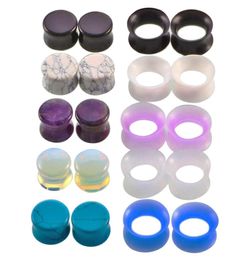 10 Pair Nature Stone Ear Plugs Silicone Tunnels Double Flare Gauges Ear Stretcher Earlet Expanders Body Piercing Jewelry 616mm Mi9297188