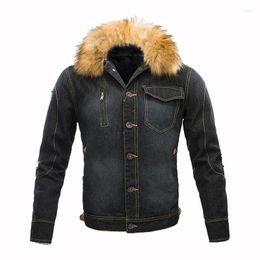 Men's Jackets Denim Jacket Thick Plus Wool Men Coat Trendy Warm Fleece Mens Jean Outwear Male Cowboy Size