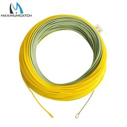 Maximumcatch 28WT Double Color Moss Green Gold Weight Forward Floating Fly Fishing Line With Welded Loops 100FT 231225