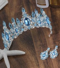 Arrival Charming Blue Crystal Bridal Tiaras Crown Magnificent Diadem for Princess Wedding Hair Accessories 2106164983776