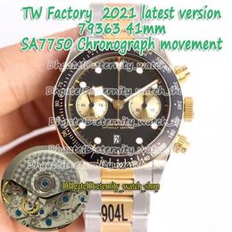 eternity 2021 TWF Latest version 316L Steel Case Two Tone Strap ETA SA7750 Chronograph Automatic White Dial 79363 Mens Watch Sport2918