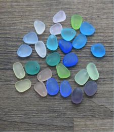 Pendant Necklaces 10Pcs Blue Colour 1216Mm Sea Glass Beads Diypendant Drop Delivery 2021 Jewellery Pendant Luckyhxshop Dhu9Y8369007