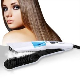 Straighteners Digital Lcd Display Steampod Flat Iron Titanium Tourmaline Steam Hair Straightener Straight Hair Brush 2in1 Free Freight