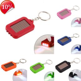 New Portable Lanterns Portable LED Flashlight Mini Solar Keychain Flashlights Pocket Lights for Outdoor Night Cycling Hiking Emergency Lighting