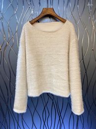 Women's T Shirts 2023 Women Fashion Long Sleeve Sexy Casual Pullover Loose Wool Knitted Sweater Top 1029