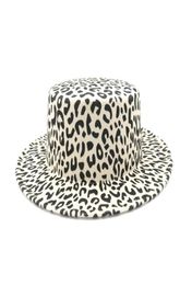 2019 new Unisex Leopard Flat Top Hat Imitation Wool Women Fedoras Hats Stylish Vintage Trilby Caps Panama Jazz Hat Chapeau48960297940376