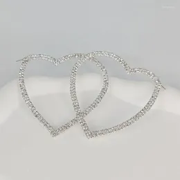 Stud Earrings Heart Shape Alloy Crystal Women Solid Rhinestone Retro Temperament Fashion Jewelry