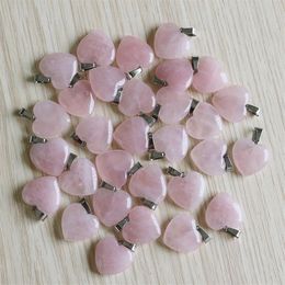Fubaoying Charm Natural Heart Stone Pendant 30pcs lot Pink Quartz Crystal Fashion Accessories 20mm Sell For Jewellery Making 201239P