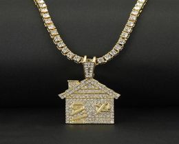 Hip Hop Bando Trap House Necklace Men Bling Savage Pendant Necklace With Tennis Chain Female Ice Out Link Chain Jewellery C0219247l4727579