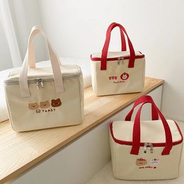 Women Cute Lunch Bag Girls Insulated Canvas Cooler Handbag Aluminium Foil Thermal Food Box Family School Picnic Dinner Container 231226