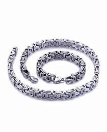Chains 5Mm6Mm8Mm Wide Sier Stainless Steel King Byzantine Chain Necklace Bracelet Mens Jewellery Handmade Drop Delivery Necklaces 3349660