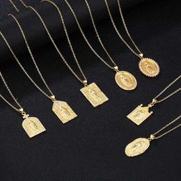 New Stainless Steel Virgin Mary Pendant Necklace Gold Bijoux Crystal Necklace For Man Women Fashion Pendant Catholic Jewelry209i