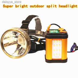 Headlamps Headlight Split Type Rechargeable Powerful Outdoor Spotlight USB for Hunting Fishing Camping Head Mounted SearchlightL231226