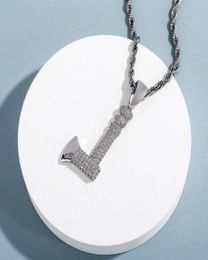 Pendant Necklaces Hip Hop Necklace Cubic Zircon Axe Iced Out Cool Mens Arrival Gold Chain For Men7689379