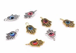 50Pcs Turkish Hamsa Hand Blue Evil Eye Charms pendant For Jewellery Making findings 19x12mm9395195