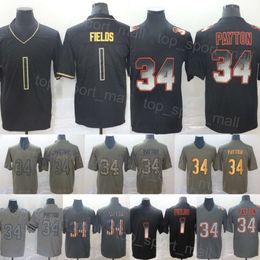 Mans Football 1 Justin Fields Jersey 34 Walter Payton Vintage Goddess Hemp Grey Hyphenation Drift Vapor Color Rush Embroidery Breathable For Sport Fans Uniform