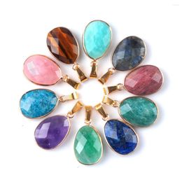 Pendant Necklaces 1pc Natural Stone Pendants Oval Shape Gold Plated Rose Quartz Agates For Jewelry Making Diy Necklace Earrings Accessories